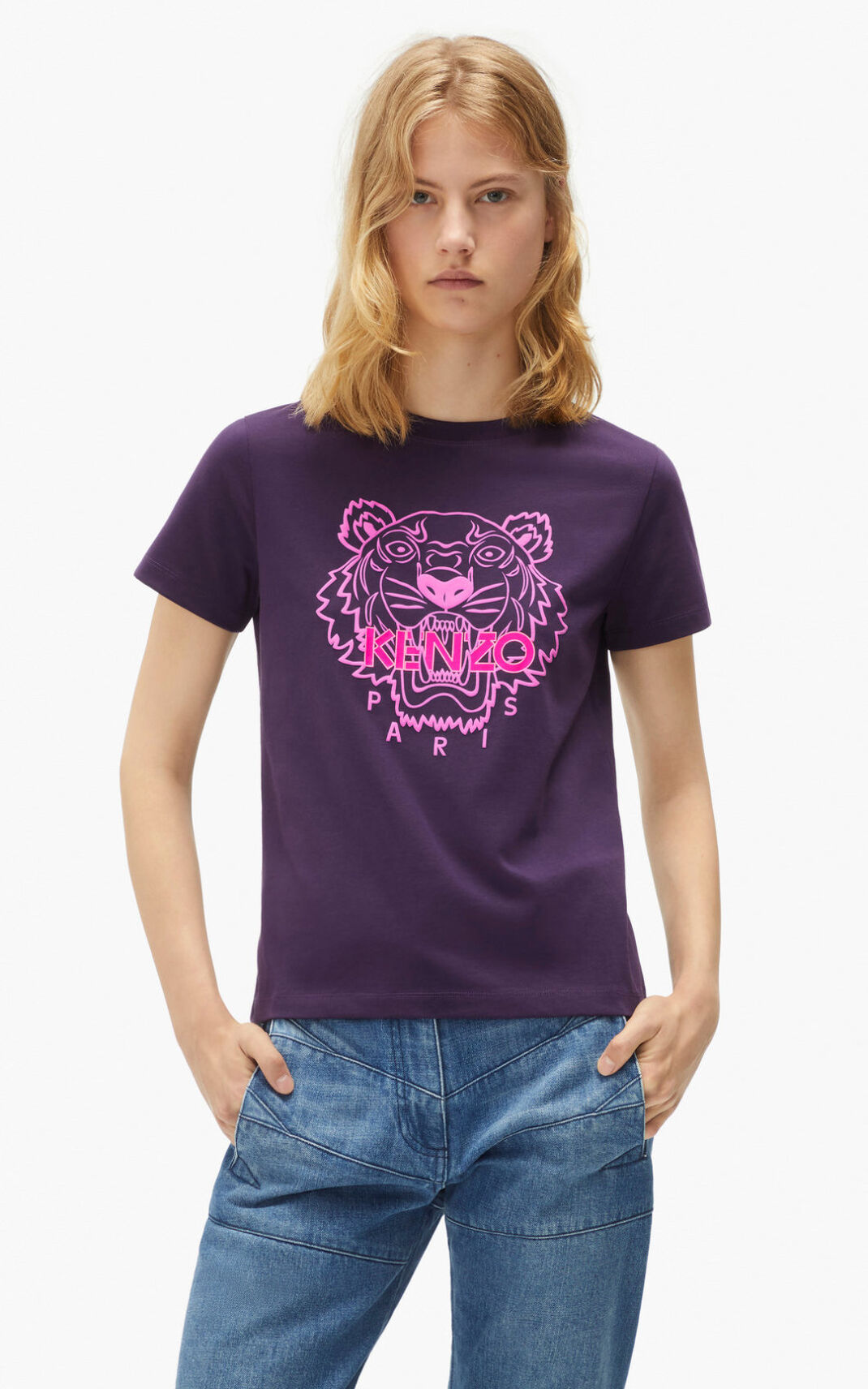 T Shirt Kenzo Tiger Femme Violette | TXEI-23647